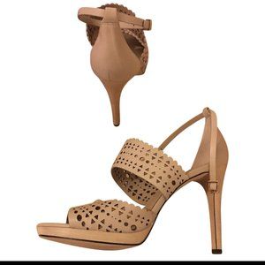 Tory Burch Nude Leather Heel Sandals